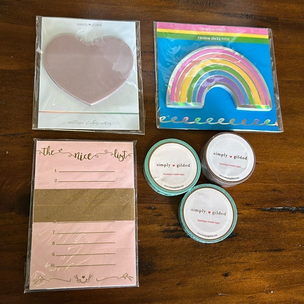 Simply Gilded Sticky notes notepad and Washi bundle